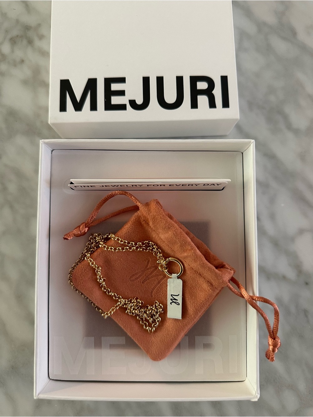 Mejuri Rolo 18” yellow Gold Circle charm Pendant Necklace chain 14K new in box